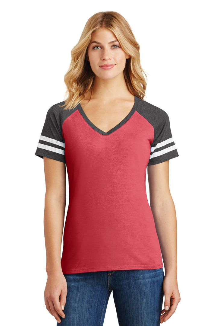 District ¨ Women's Game V-Neck Tee. DM476
