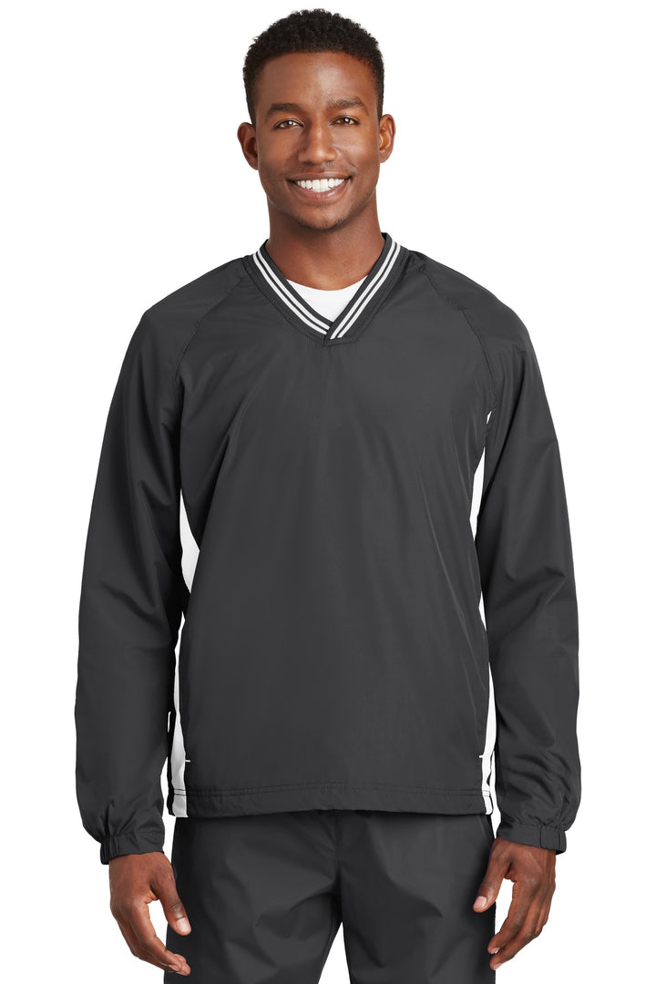 Sport-Tek¨ Tipped V-Neck Raglan Wind Shirt. JST62