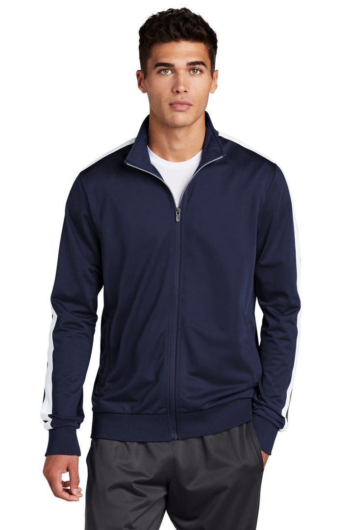 Sport-Tek ¨ Tricot Sleeve Stripe Track Jacket. JST94