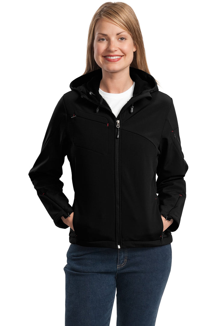 Port Authority¨ Ladies Textured Hooded Soft Shell Jacket. L706