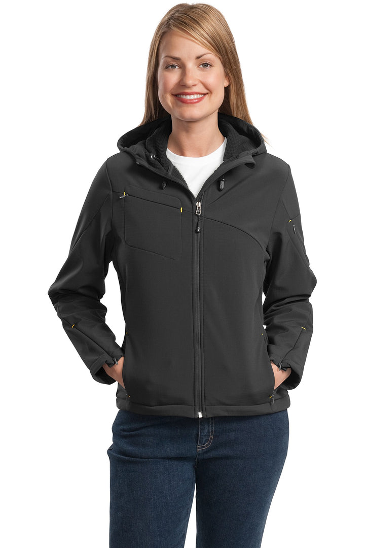 Port Authority¨ Ladies Textured Hooded Soft Shell Jacket. L706