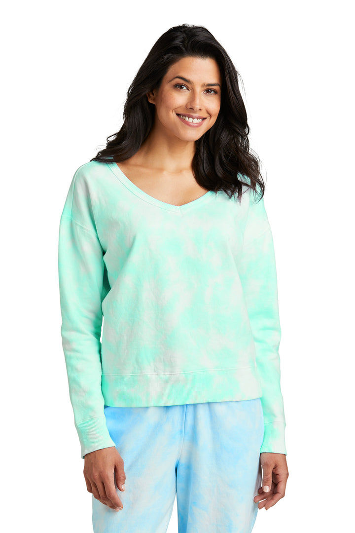 Port & Company¨ Ladies Beach Wash¨ Cloud Tie-Dye V-Neck Sweatshirt LPC140V