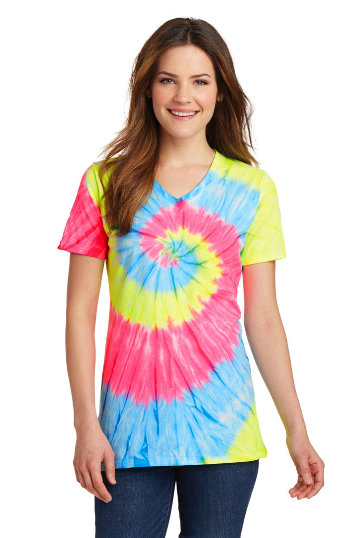 Port & Company¨ Ladies Tie-Dye V-Neck Tee.  LPC147V