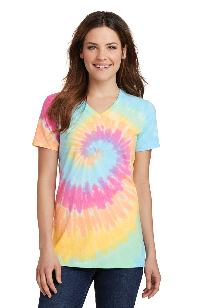 Port & Company¨ Ladies Tie-Dye V-Neck Tee.  LPC147V