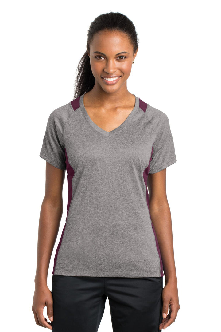 Sport-Tek¨ Ladies Heather Colorblock Contender™ V-Neck Tee. LST361