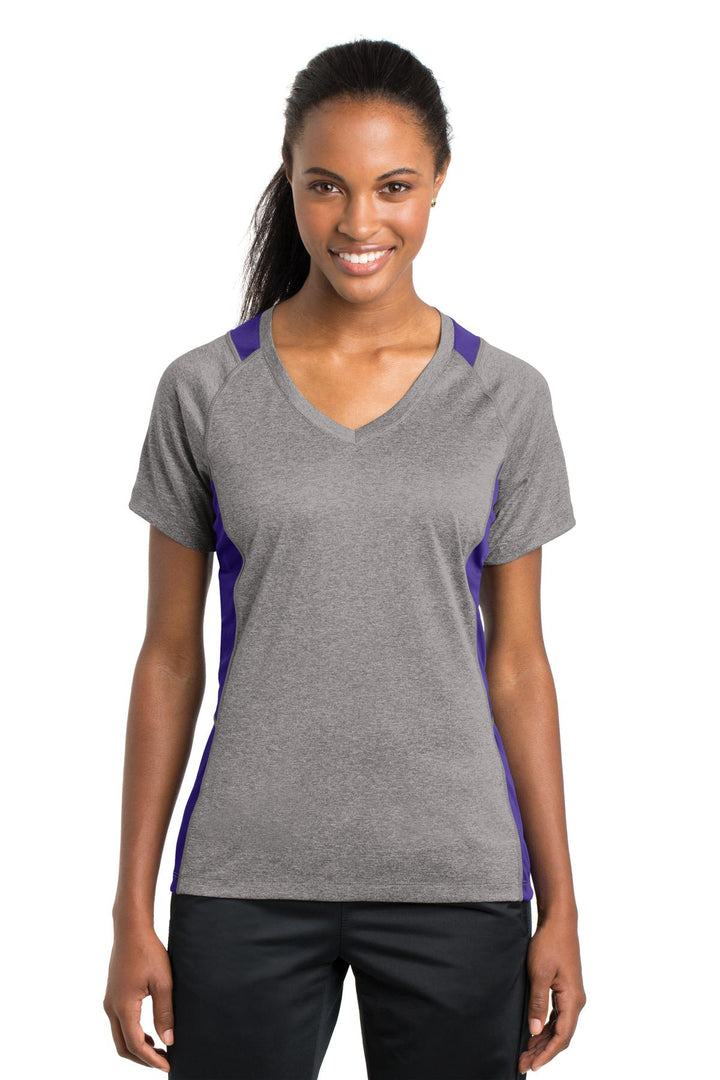 Sport-Tek¨ Ladies Heather Colorblock Contender™ V-Neck Tee. LST361