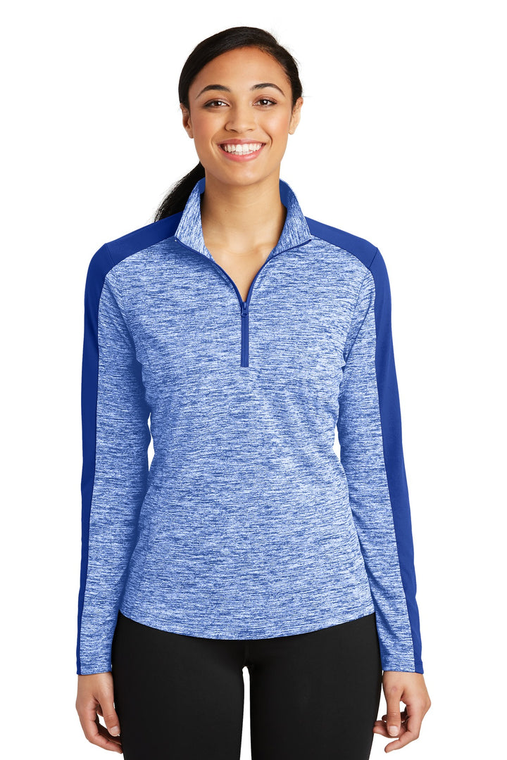 Sport-Tek¨ Ladies PosiCharge¨ Electric Heather Colorblock 1/4-Zip Pullover. LST397