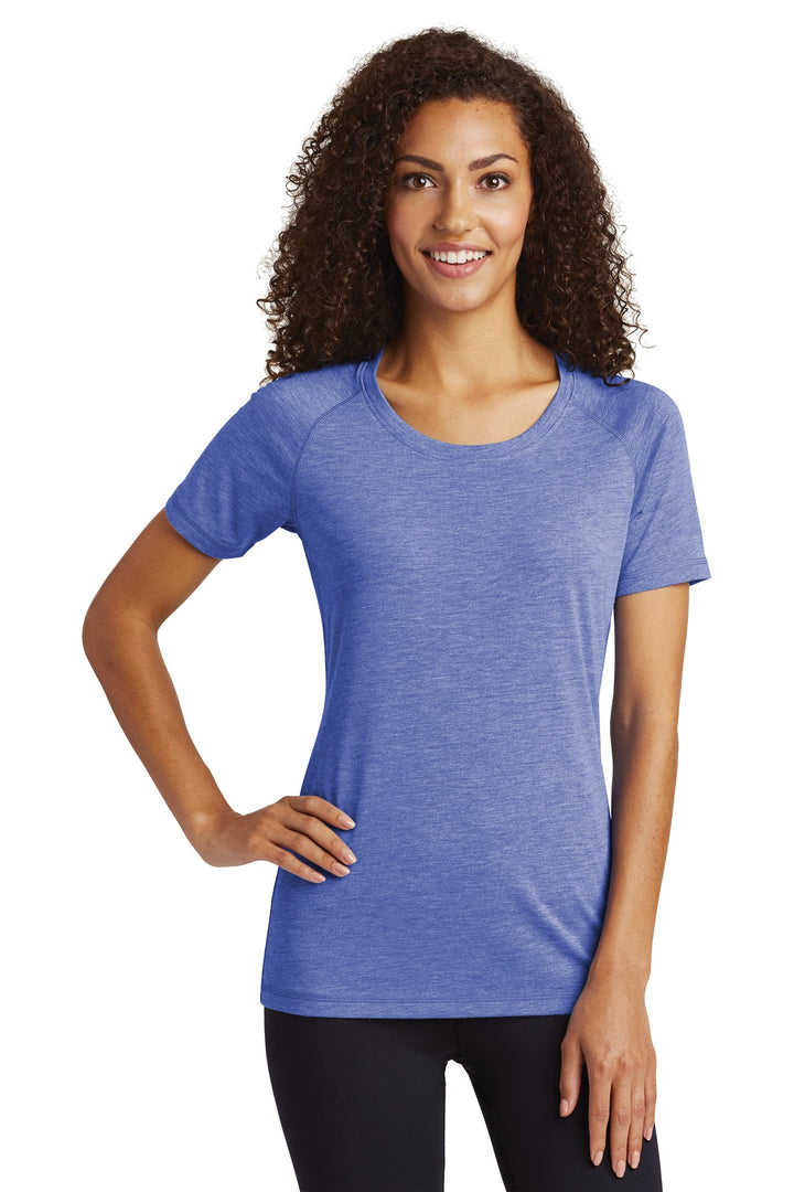 Sport-Tek ¨ Ladies PosiCharge ¨ Tri-Blend Wicking Scoop Neck Raglan Tee. LST400