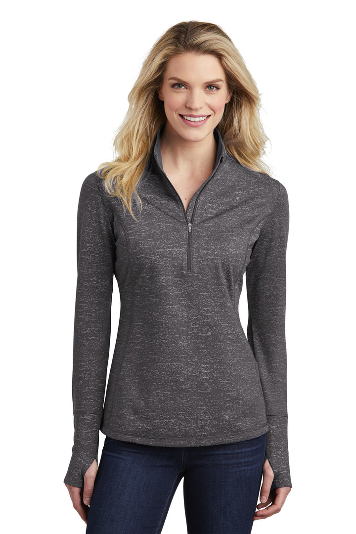 Sport-Tek ¨ Ladies Sport-Wick ¨ Stretch Reflective Heather 1/2-Zip Pullover. LST855