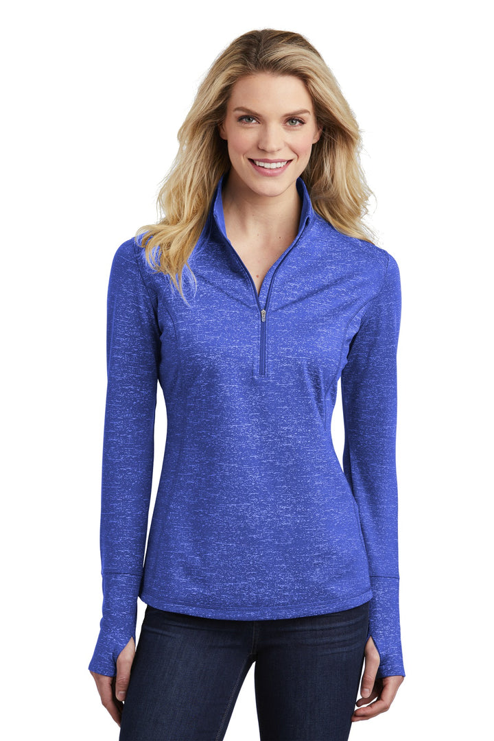 Sport-Tek ¨ Ladies Sport-Wick ¨ Stretch Reflective Heather 1/2-Zip Pullover. LST855