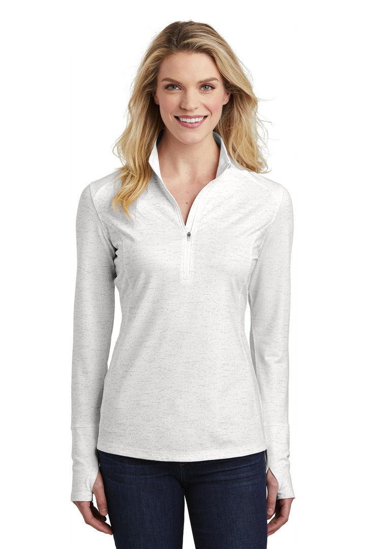 Sport-Tek ¨ Ladies Sport-Wick ¨ Stretch Reflective Heather 1/2-Zip Pullover. LST855