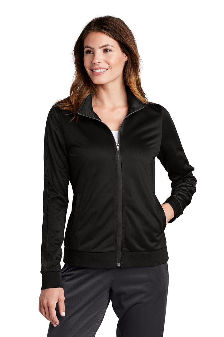 Sport-Tek ¨ Ladies Tricot Sleeve Stripe Track Jacket. LST94
