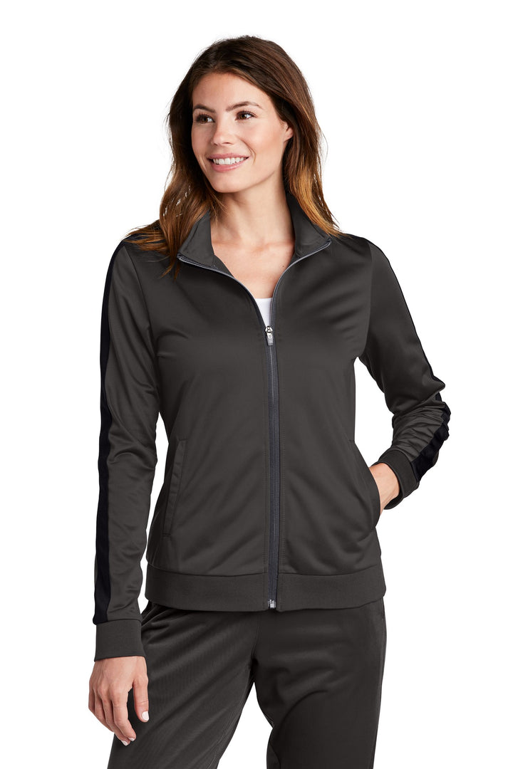 Sport-Tek ¨ Ladies Tricot Sleeve Stripe Track Jacket. LST94