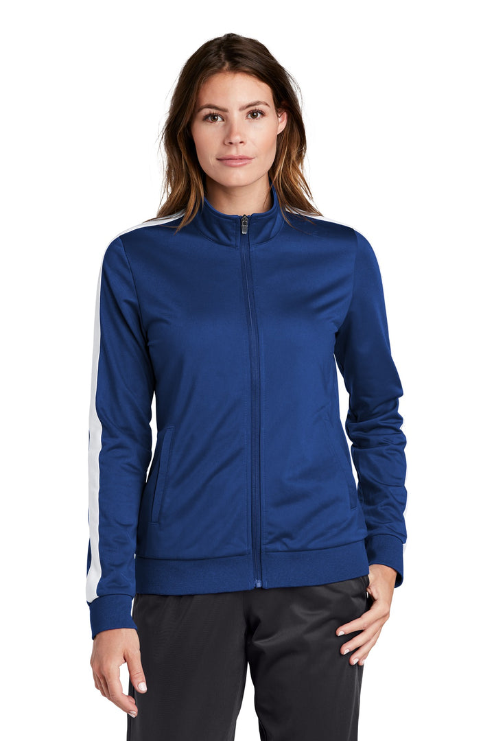 Sport-Tek ¨ Ladies Tricot Sleeve Stripe Track Jacket. LST94