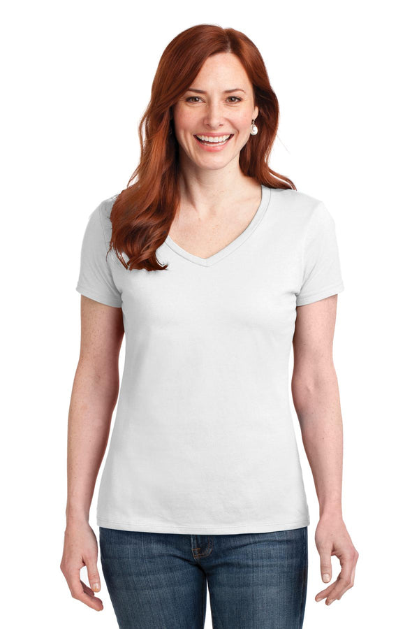 Hanes¨ Ladies Perfect-T Cotton V-Neck T-Shirt. S04V