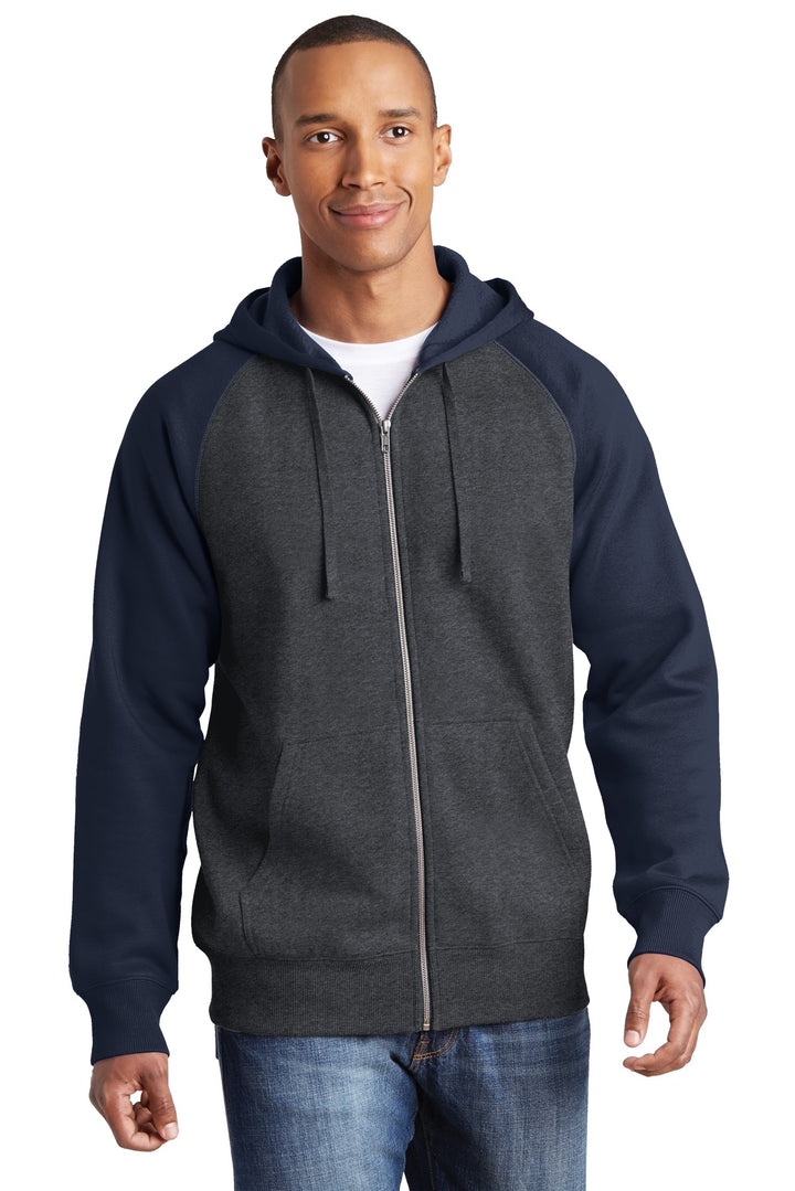 Sport-Tek¨ Raglan Colorblock Full-Zip Hooded Fleece Jacket.  ST269