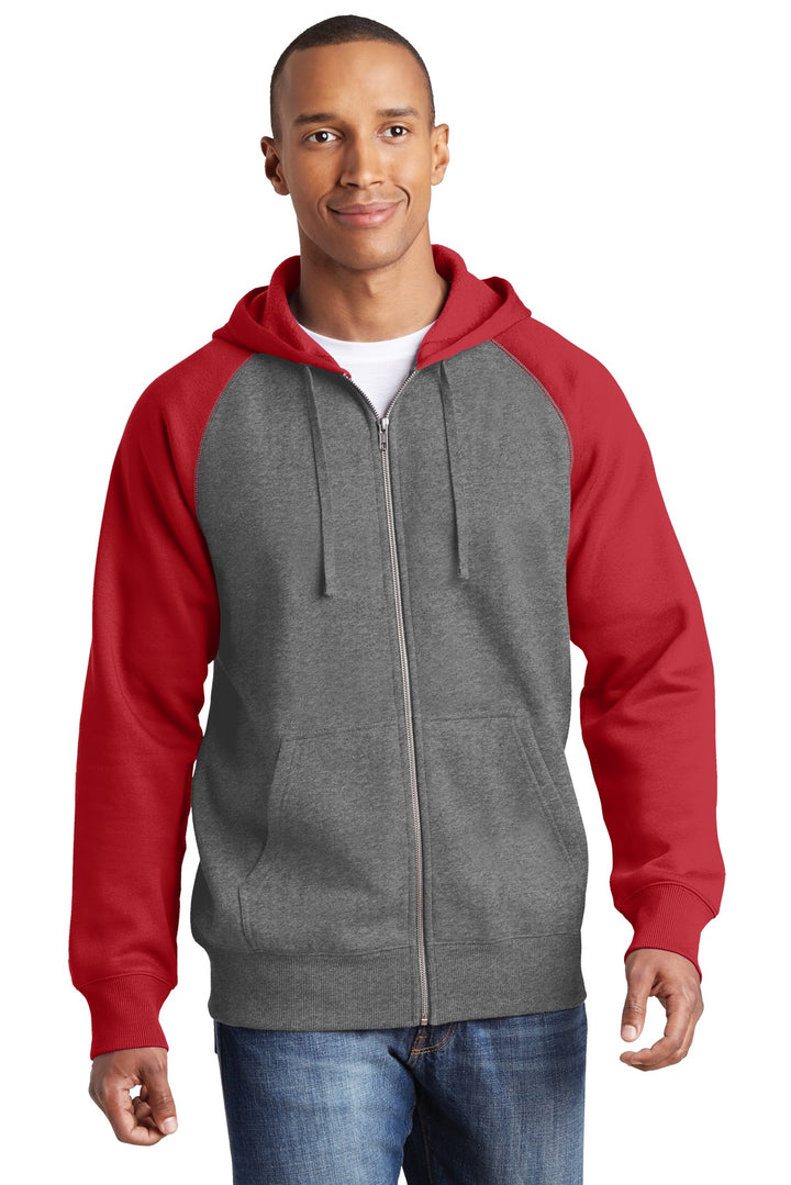 Sport-Tek¨ Raglan Colorblock Full-Zip Hooded Fleece Jacket.  ST269